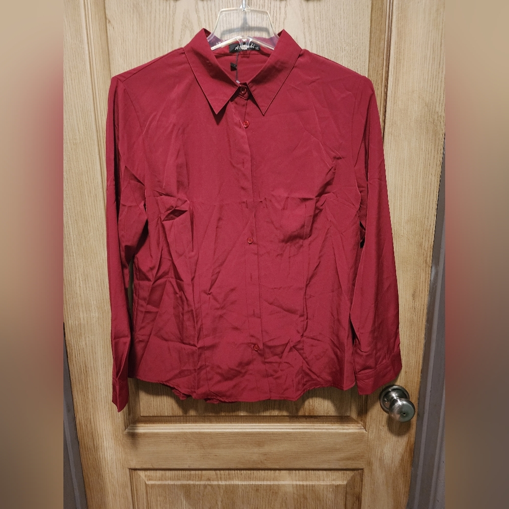 Atulewhi Red Long Sleeve Button Down Blouse